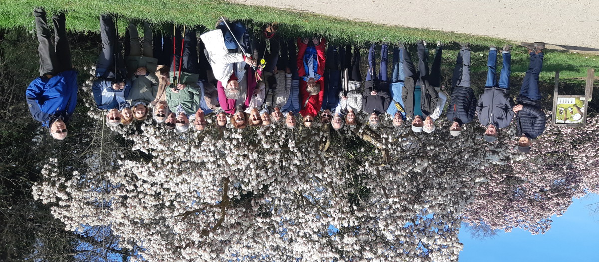 Groep in de bloesems